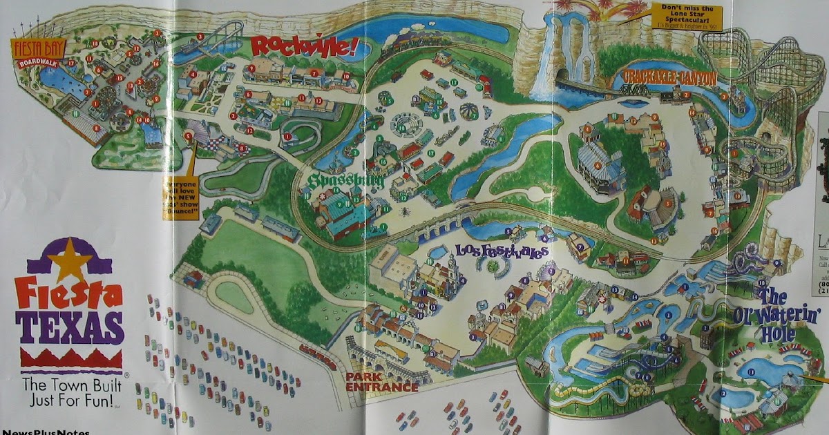 Six Flags Fiesta Texas Map Newsplusnotes: 1995 Fiesta Texas Park Map