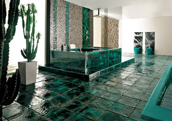 Aquatic Ceramic Bathroom Style from Franco Pecchioli