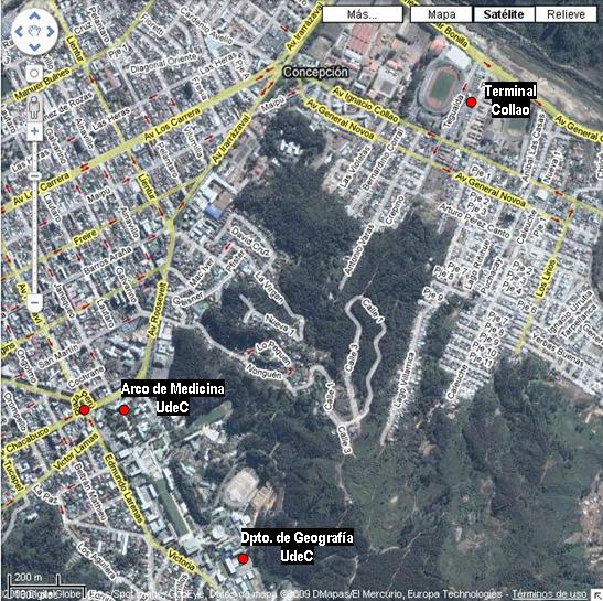 Ubicación relativa Universidad de Concepción (campus Concepción)