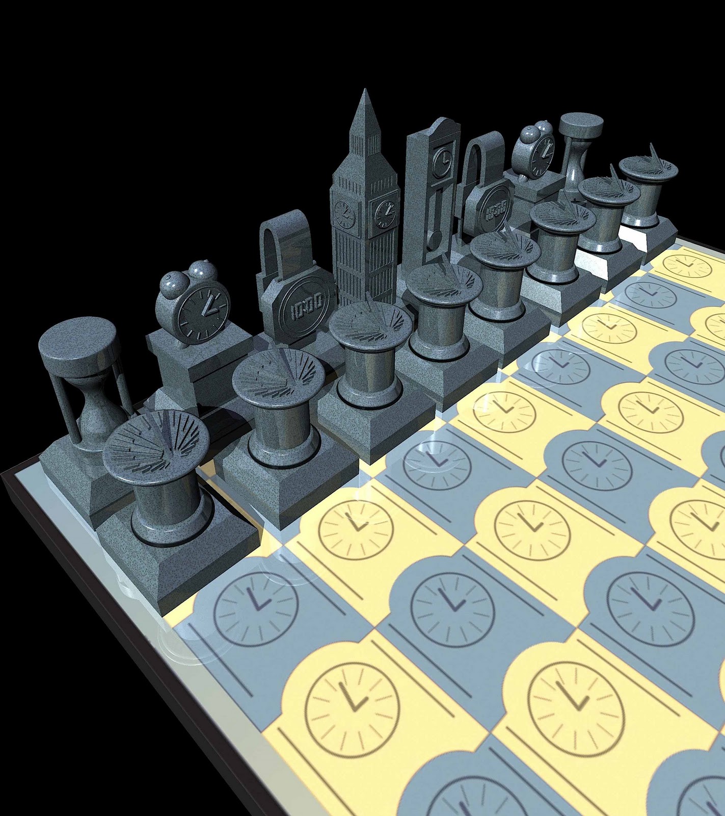 "Clocks" Chess Set