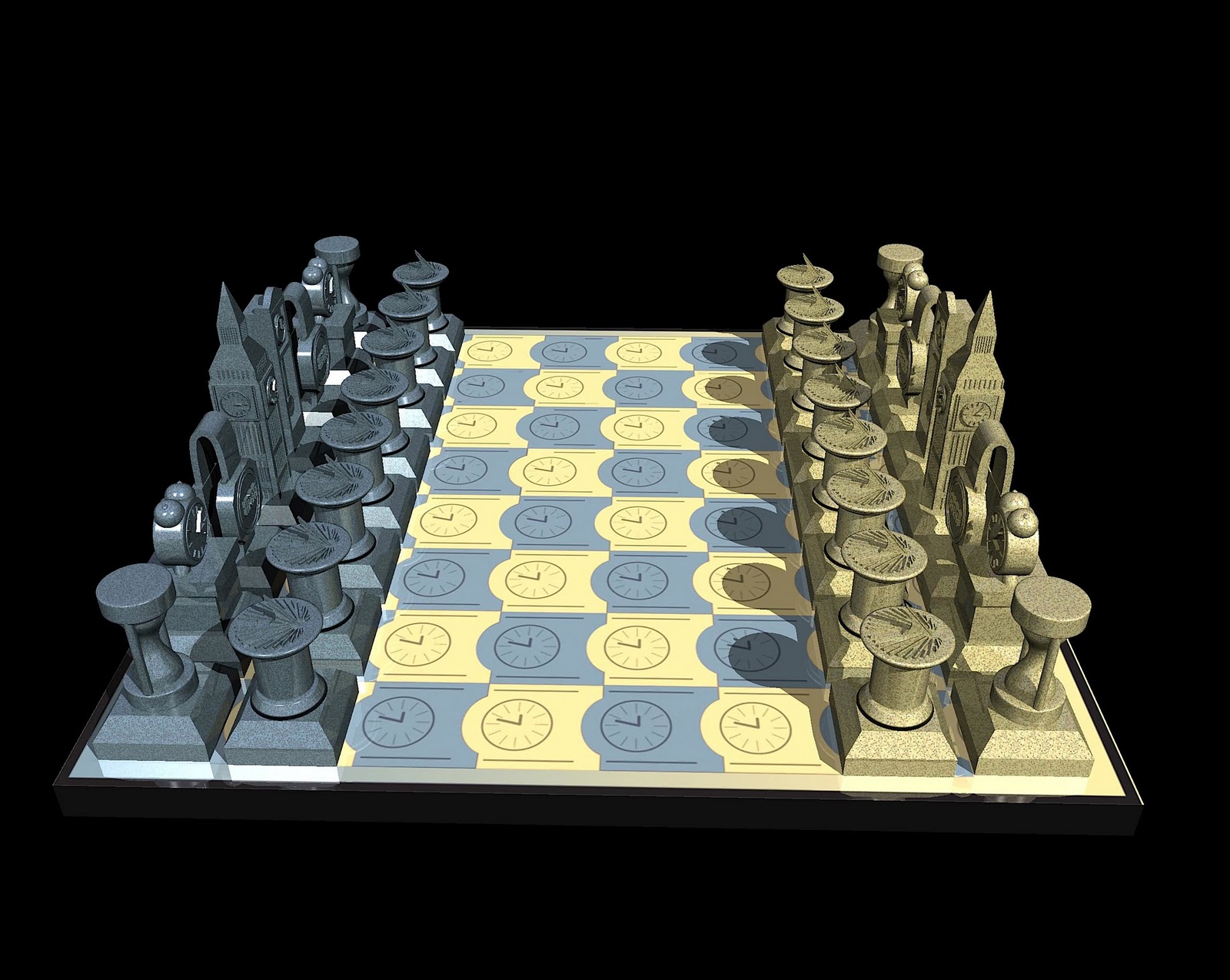 "Clocks" Chess Set