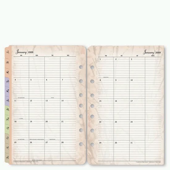 Franklin Covey 35403 Classic Blooms TwoPage Monthly Calendar Tabs