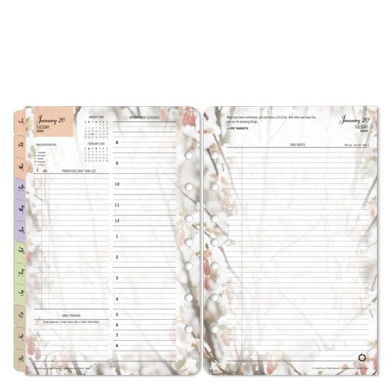 Franklin Covey 35444 Classic Blooms Daily Planner Refill Jan 2010