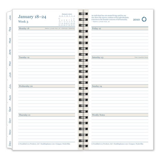 Franklin Covey 35529 Pocket Slim Compass Wirebound Weekly Planner