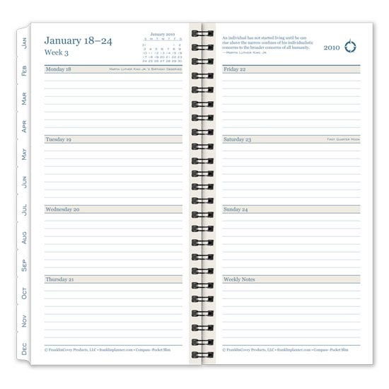 Franklin Covey 35529 Pocket Slim Compass Wirebound Weekly Planner