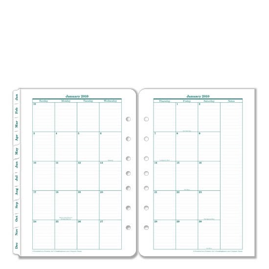 Franklin Covey 35399 Classic Original TwoPage Monthly Calendar Tabs