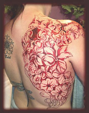 Lecter tattoo flash and skull flowers tattoo design