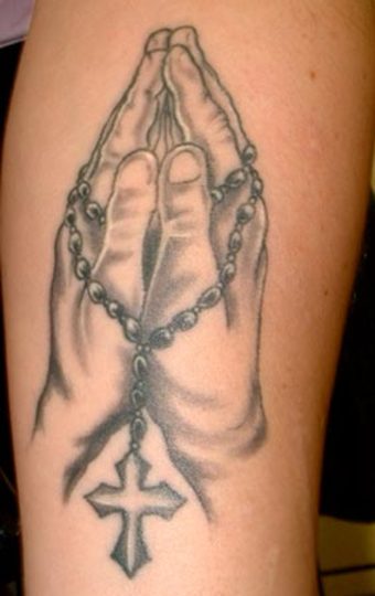 rosary beads tattoos. Praying Hands Tattoos