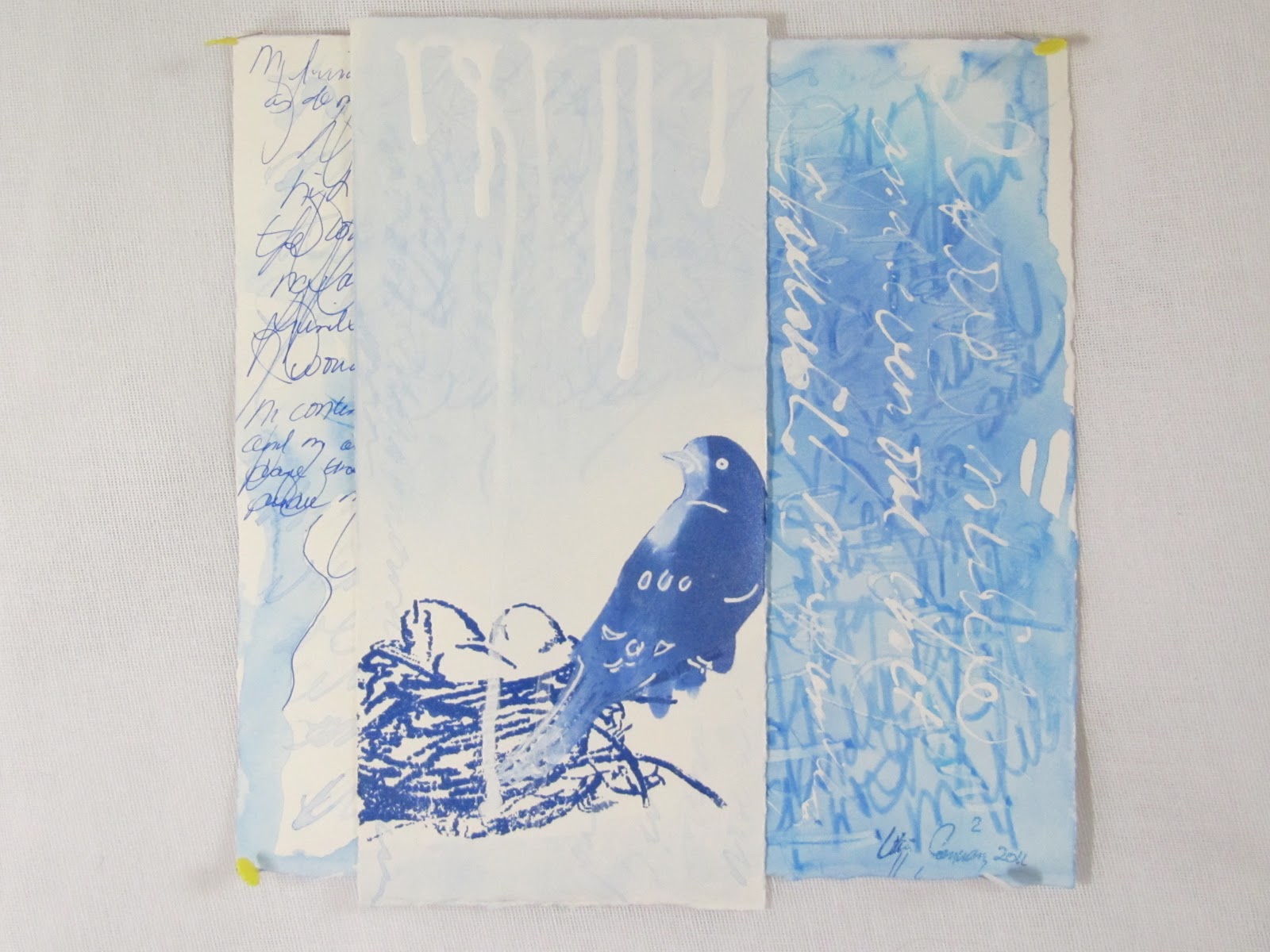 The Sketchbook Challenge Layering Papers and writing into wet media