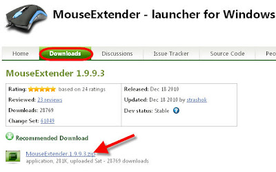 Panel za pokretanje aplikacija - Mouse Extender