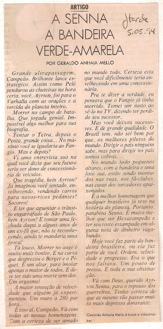 A senna a bandeira verde-amarela