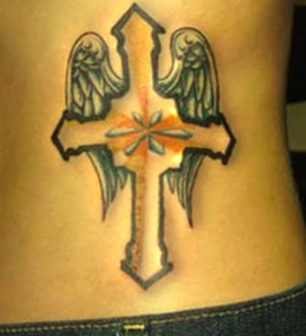 Label: tattoo cross, tattoo wings