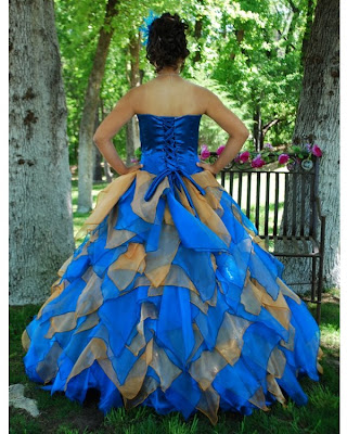 Foto de Vestido de 15 Años - Color Azul/Naranja