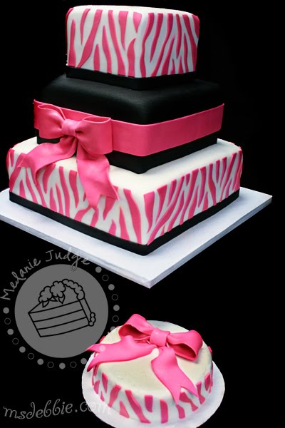 pink and white zebra cake