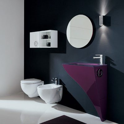 modern violet bathroom design, violet wash-basins