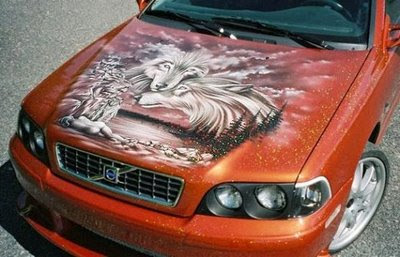  Wolf Airbrush Art on Car  Hood