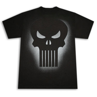 Punisher Airbrushed Skull Black on T-Shirt