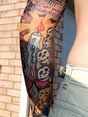 RIP Skull Sleeve Tattoo. Sponsored Link