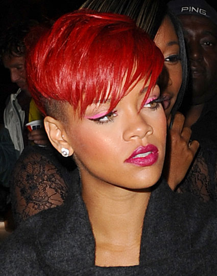 Funky Bright Red Undercut Hairstyle by Rihanna Funky Bright Red Undercut Hairstyle by Rihanna