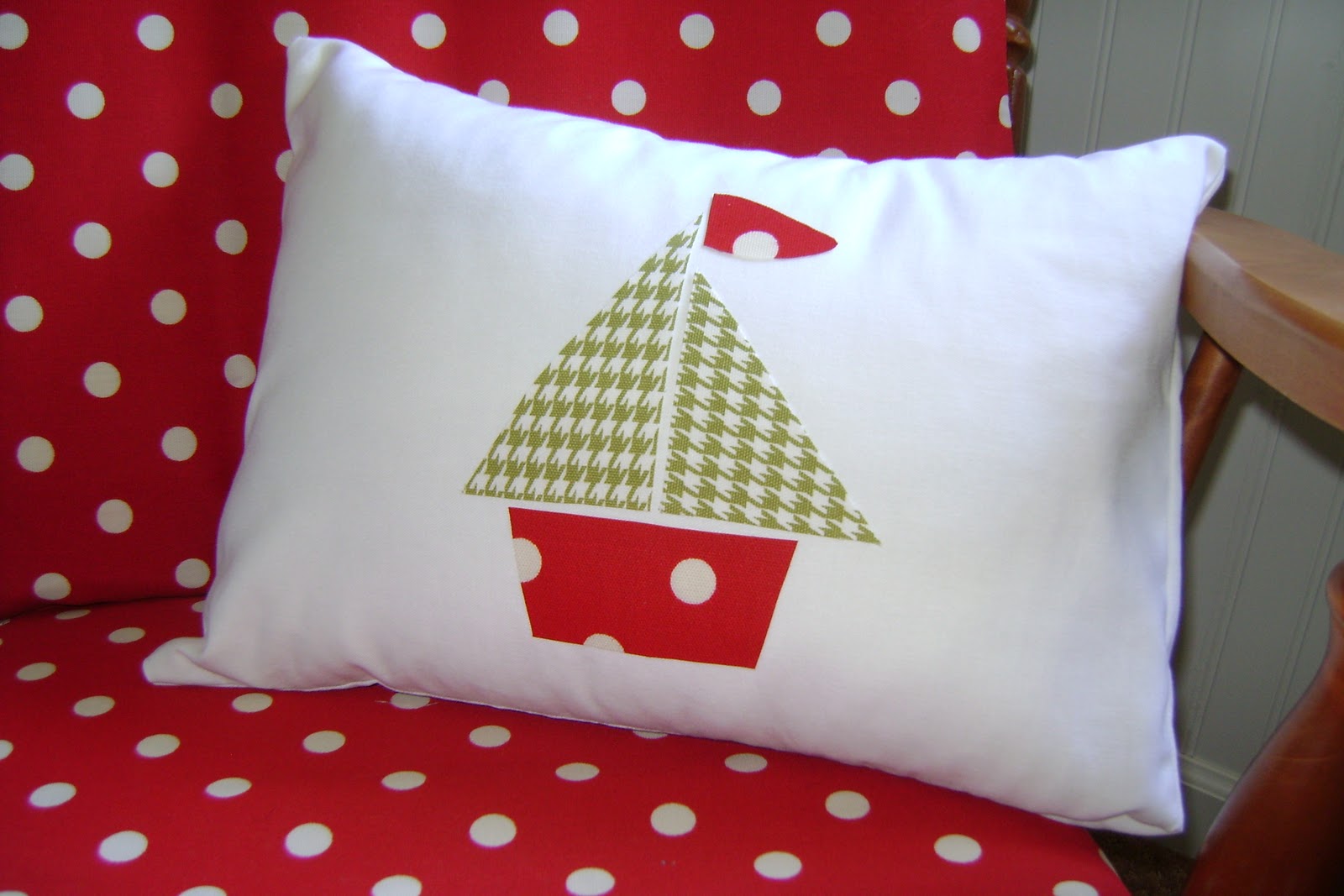 DesignAholic Boat Applique Pillow