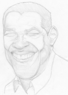 Denzel Washington Actor Art Drawing Caricature Eli Star Film Winner Paint