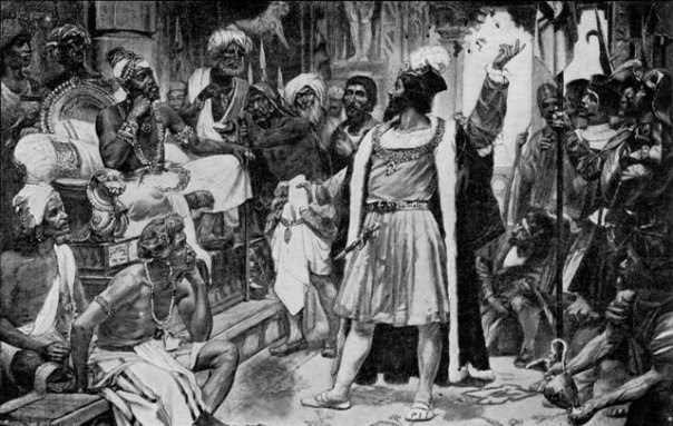 Vasco Da Gama meting the King (Zamorin) of Calicut (Kozhikode) after landing at Kappad Beach in Cal