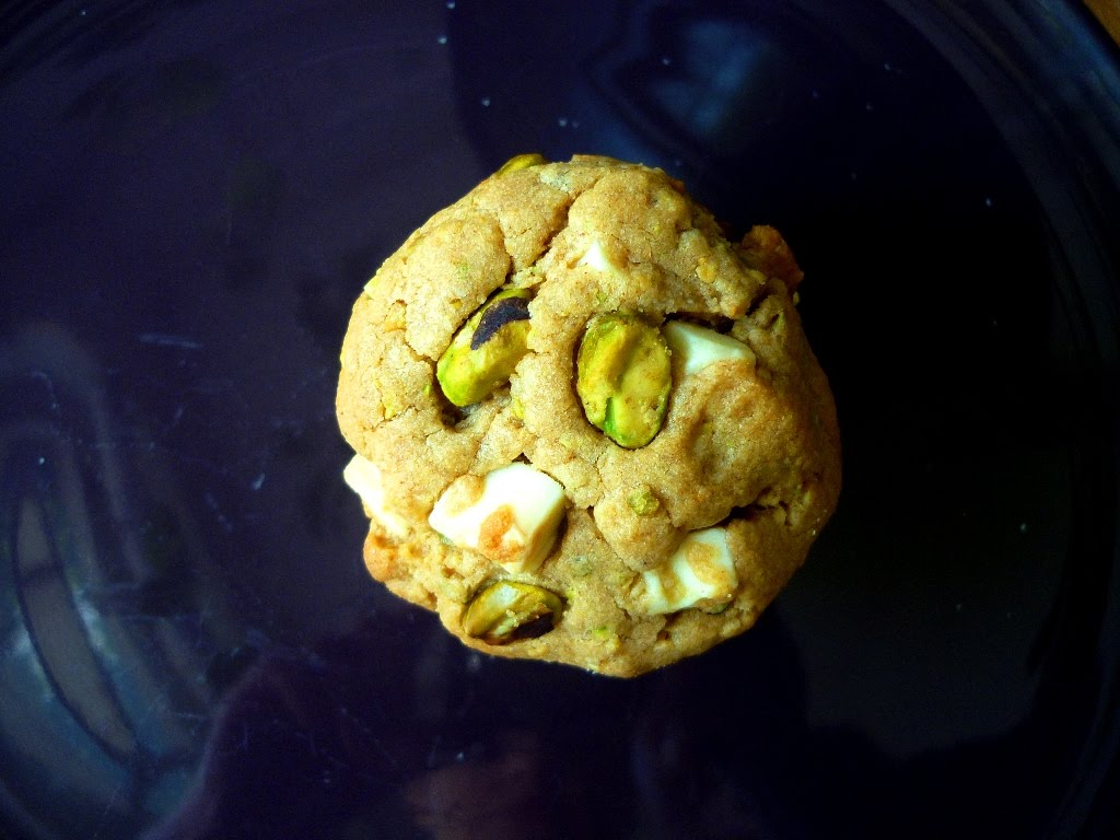 Food for Poems Pistachio Peanut Butter White Chocolate Chunk Cookies