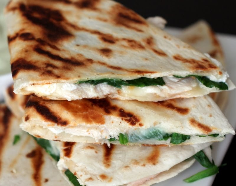 Sugar Cooking Chicken, Spinach, Goat Cheese Quesadillas with an