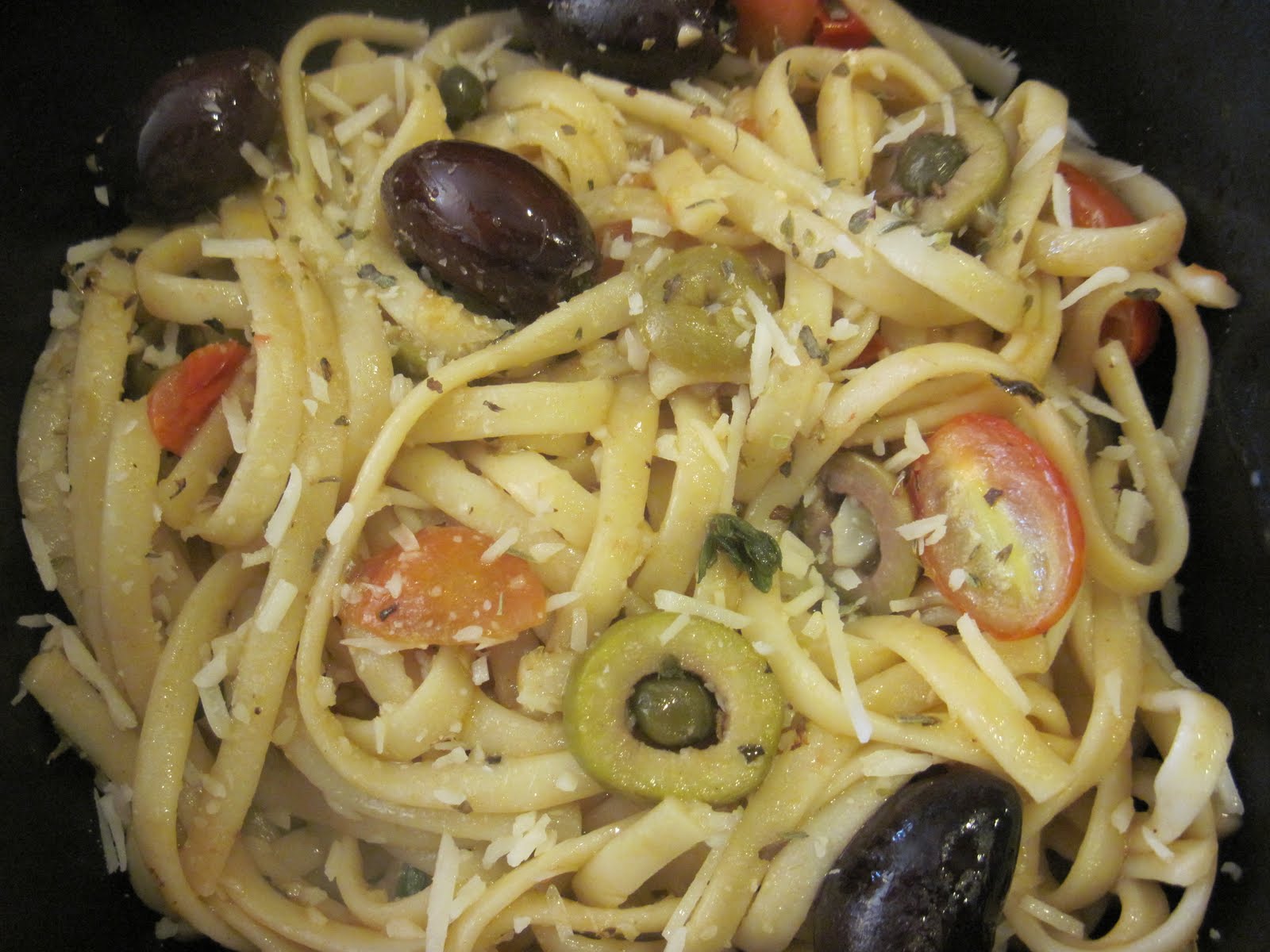 Ana's Chronicles Tasty Fettuccini with Anchovy, Olives & Capers
