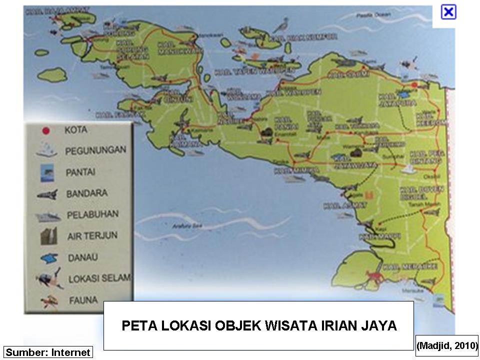 PETA DIGITAL Peta Lokasi Objek Wisata di Irian Jaya