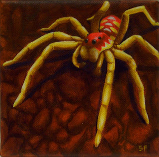 Candy Stripe Spider Acrylic Painting