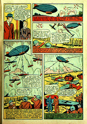 Blimps zeppelins and airship are shown in this classic old cartoon page from 1940.