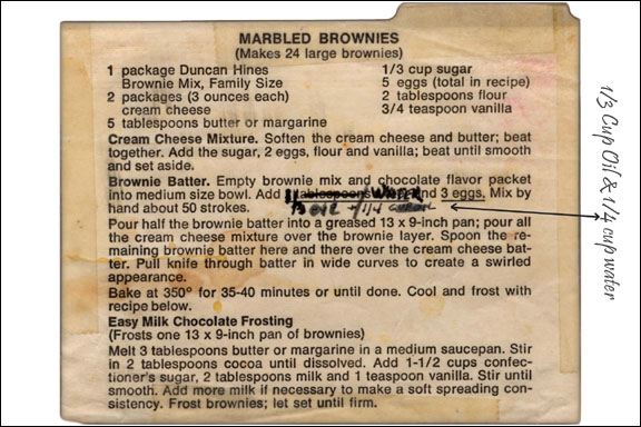 Memere's Favorite Recipes Marbled Brownies W Memere's Editing