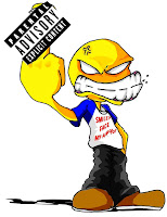 a dude flipping the bird with a parental advisory over his middle finger