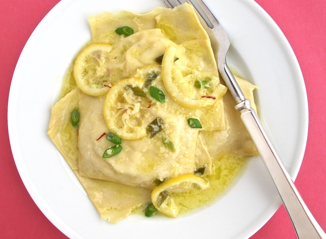 Jenny Steffens Hobick Lobster Ravioli in Lemon Butter with Saffron