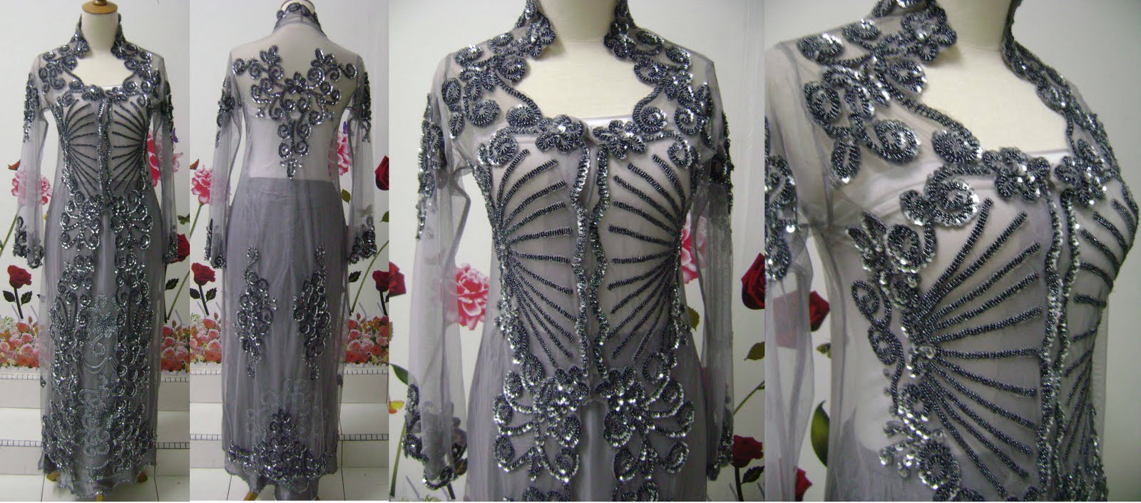 gambar gamis pengantin silver