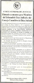 LLamado a concurso para Miembros del Tribunal de Etica Judicial y del Consejo Consultivo
