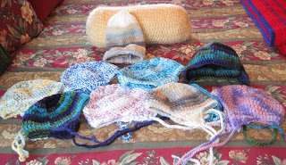 crocheted and knitted hats