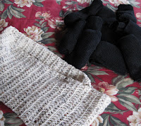 socks and crocheted scarf