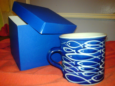 Blue cup and box