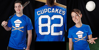 Johnny Cupcakes - Blue Baseball Cupcake and Crossbones T-Shirts