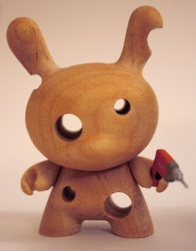 Kidrobot Dunny Series 2009 Chase Wood Dunny Variants by Travis Cain - Drill Wood Dunny