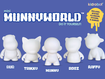 Kidrobot - Mini MUNNYWORLD Do It Yourself 4 Inch Vinyl Figures - BUB, TRIKKY, MUNNY, ROOZ & RAFFY
