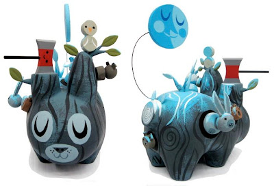 Hand Painted Custom Moonglow Wood Labbit by Amanda Visell