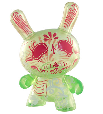 Kidrobot Dunny Series 2010 - Rare Clear Green and Pink Alternative Colorway Dunny by Damarak The Destroyer
