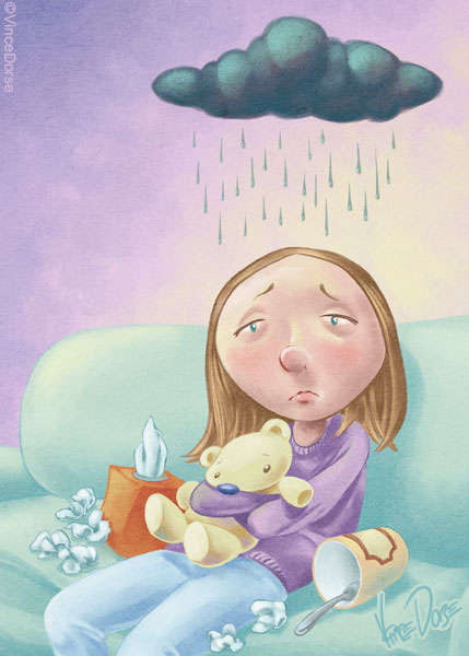 Depressed Girl Cartoon
