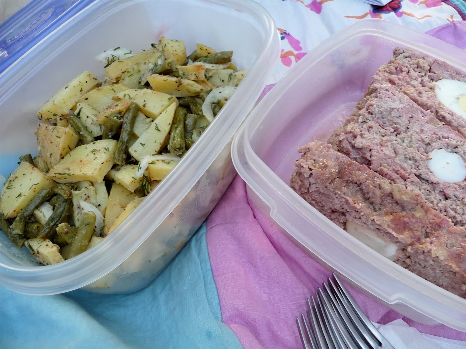 dinner party meat and potatoes, picnicstyle