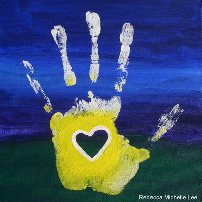 Happy Handprint in Acrylic by Rebecca Michelle Lee