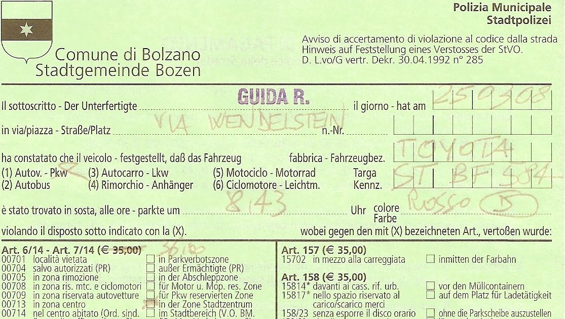 BozenBolzano Mein erster Strafzettel in Italien