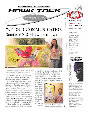 Seminole SECME 'Hawk Talk' Spring 2009 newsletter page 1